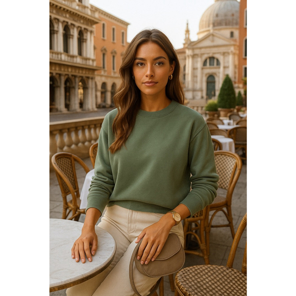 January & May Tops - January & May Sweater Sage Green Crewneck Sweatshirt Minimal Cozy Buttery Soft S